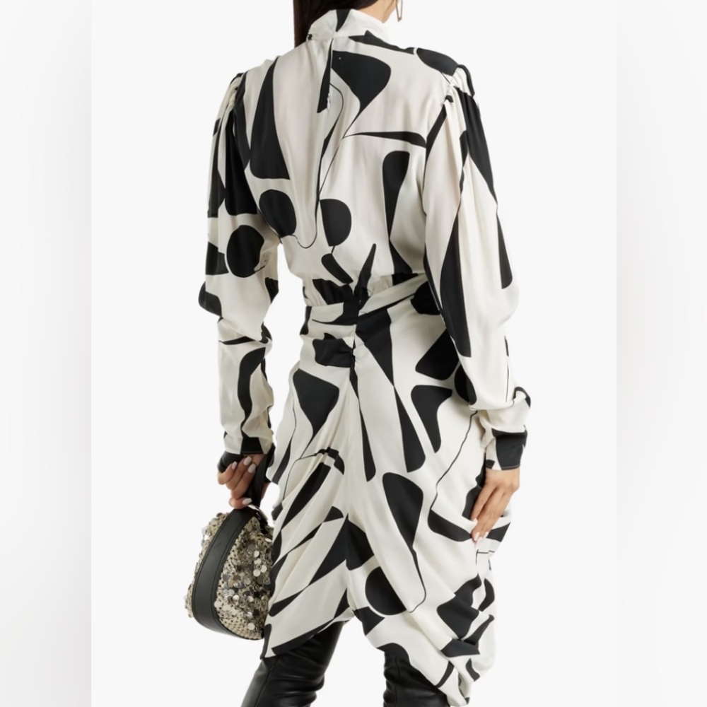 $1505 ISABEL MARANT Black and White Geometric Print Dress 100% SILK EU 34 XS - Picture 6 of 7